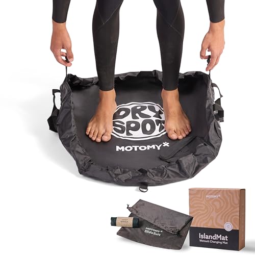 IslandMat Wetsuit Changing Mat; Compact 2-in-1 Wetsuit Bag with Waterproof 5000X Tech; Keep You & Surfing Accessories Clean; Keep Your Car Clean & Dry; Surf Gift for Water Sports & Scuba (White)