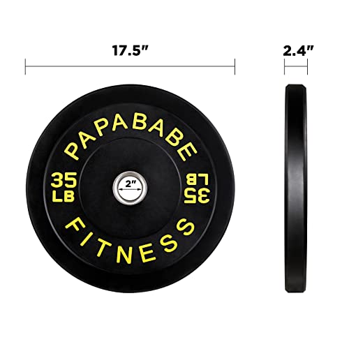 Papababe Bumper Plates Set 2-Inch, Color Coded Olympic Weight Plates, Weight Plate Set With Steel Insert For Weightlifting In Home Garage Gym (35 Lb, Pair) #TOP4