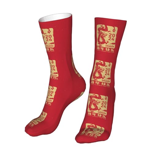 Year Of The Dragon Happy Chinese New Year 2024 Socks For Men Women Casual Sport Sock Fashion Tube Stockings2