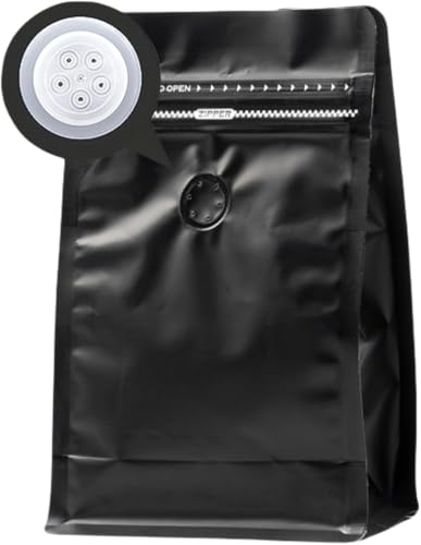 コーヒー袋 保存袋 ジップ袋 スタンド袋 食品包装 バッグシーラー アルミ箔スタンドアップバッグ 方向エアバルブジッパー ヒートシーラー対応必須 大容量 実用 耐久性 使いやすい コーヒー豆 茶 あめ キッチン用品 家庭用 店舗用 50枚 (1kg,ブラッ
