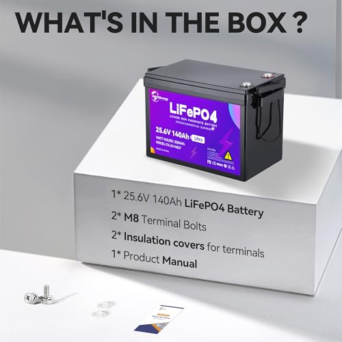 Image of 24V 140Ah Lithium Battery, Rechargeable LiFePO4 Battery with Built-in 100A BMS Board, 5000+ Deep Cycles, Higher Energy Density, for RVs, Van, Camping, Marine, Trolling Motor