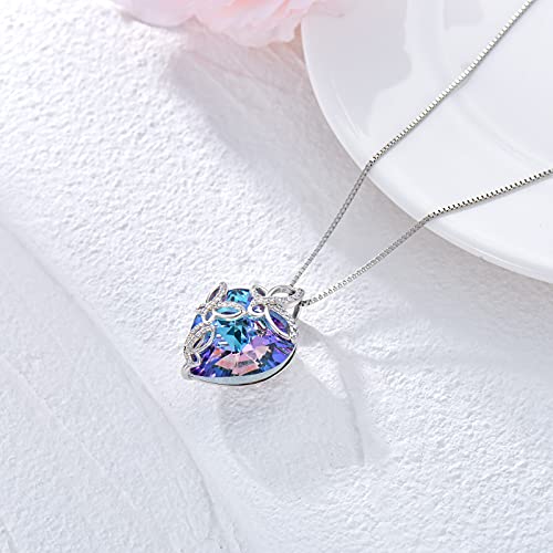 TOUPOP Sterling Silver Dragonfly/Butterfly Pendant Necklace with Crystal Birthday Christmas Jewelry Gifts for Women3