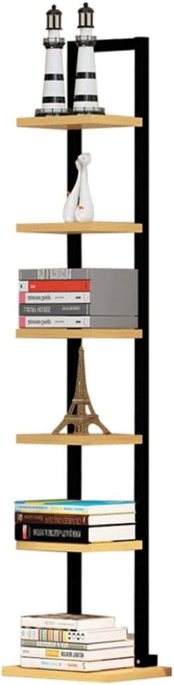 Étagère à livres moderne en bois et acier noir pour salon et chambre