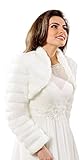 Handwäsche 40°C Bolero Hochzeit Braut Hochzeitsjacke Bolerojacke Brautjacke Jacke Langarm Pelz Fell, dB27 Ivory 36
