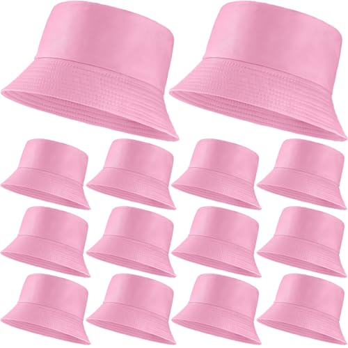 Image of 36 /24 /12 Pcs Bucket Hats for Men Women Bulk Cotton Fishing Cap UV Protection Beach Foldable Solid Color Sun Cap