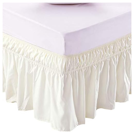 MEILA Bed Skirt Three Fabric Sides Elastic Wrap Around Dust Ruffled Solid Bed Skirts Easy On/Easy Off 16 Inch Tailored Drop, Ivory, Queen/King