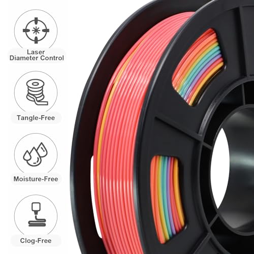 Image of RepRapper Rainbow PLA Filament, Shiny Multicolor Silk PLA 1.75 mm Filament (+-0.03 mm), Sparkle Fast Change Multi-Color 250g*4 Sample Pack 3D Printer Filament for 3D Printer,250g*4