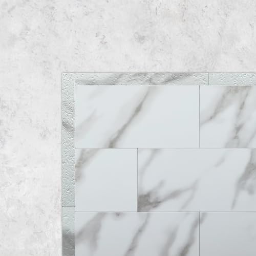 DICOFUN 24-Pack White Marble Look Peel and Stick Tile Trim, 6" Self Adhesive Molding Edge Trim for Peel and Stick Backsplash
