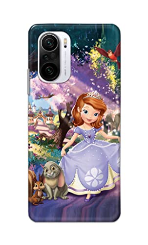 Image of PRINTFIDAA Cartoon Little Girl with Crown and Pet Animals Printed Designer Hard Case for Poco F3 Back Cover -(e) RPM1008