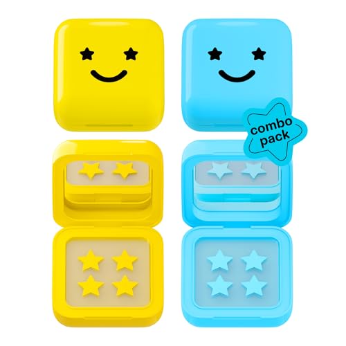 Starface Hydro-Star Hydrocolloid Pimple Patches + Big Yellow Compact (32 ct) and Hydro-Star Hydrocolloid Patches with Salicylic Acid + Big Blue Compact (32 ct), 2-Pack