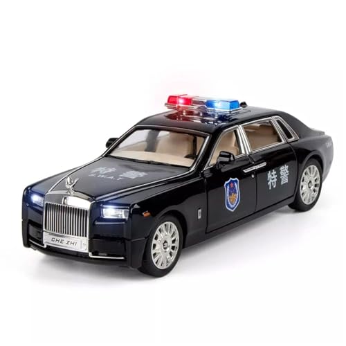Image of Invite Enterprise Die-Cast Car 1:24 Rolls Royce Police Diecast Metal Pullback Toy Car With Openable Doors & Light, Music Boys Gifts Toys For Kids(1:24 Rolls Royce Phantom Police - Black)