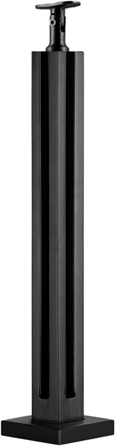 Garde-Corps de Pont en Inox avec Poteau Carré de Coin Noir Hauteur 85cm pour Balcon