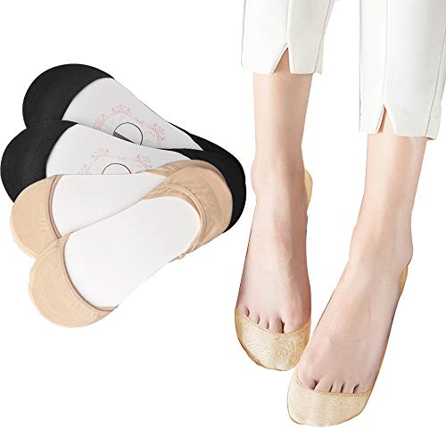 Refial 4 Pairs Women No Show Socks Ultra Low Cut Socks Non-Slip Liner Socks Invisible Flats Socks