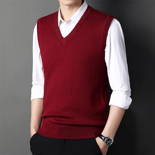 2024 Men's Solid Color Sweater Vest Autumn Classic Warm Sleeveless Knitted Vest3