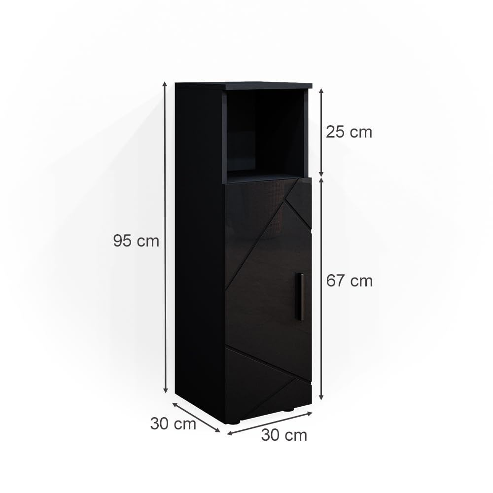 Vicco Mobiletto bagno Irma, Antracite lucido, 30 x 95 cm | per la conservazione di accessori da bagno e combinabile con Irma