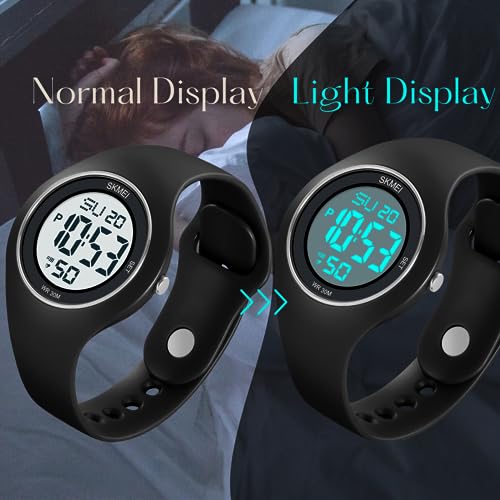 CakCity Digital Wristwatch for Women Unisex Waterproof Sports Stainless Steel Watches Outdoor Rubber Strap Multifunction Wristwatch with Luminous Display2