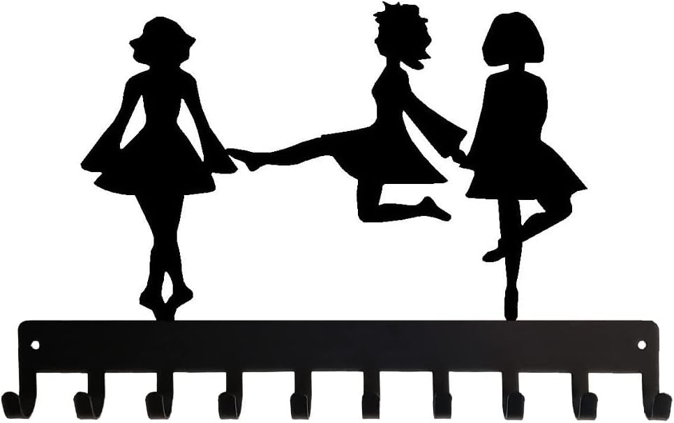Irish Dance Trio of Dancers Sports Medal Hanger Display - 14.5 inches with 10 Hooks - Made in the USA