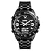 Skmei Montre gadget double fuseau horaire, podomètre, chronomètre, compte à rebours, alarme, boussole, bracelet en acier inoxydable