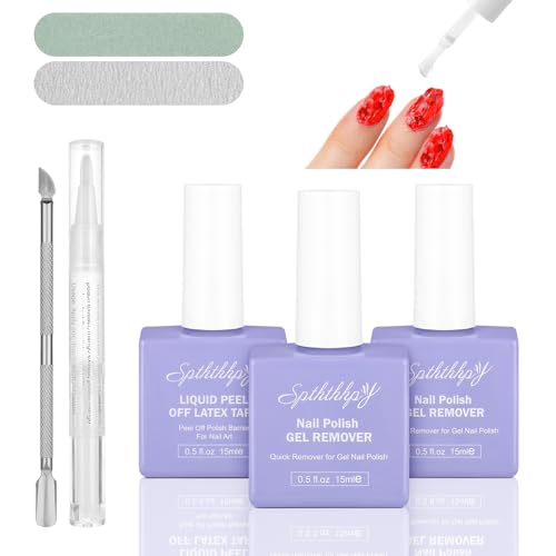 Kit de quitaesmalte de uñas de gel, 2 Pack Removedor de Esmalte de Uñas con Latex Liquido Para Uñas Peel Off, herramientas de manicura, 2-5 minutos, sin necesidad de remojo ni envoltura.
