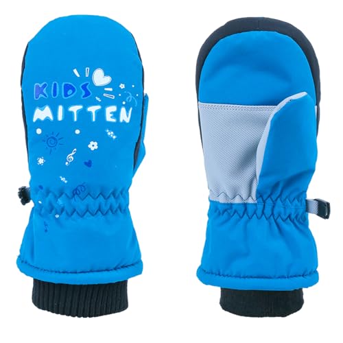 TRIWONDER Fäustlinge für Kinder, atmungsaktiv und Winddicht, Skihandschuhe Thermo Winterhandschuhe für Jungen und Mädchen (Blau, XS (5-7 Jahre alt))