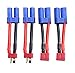 Yowoo 2 Pairs T-Plug Deans Style to EC5 Male Female RC Connector Adapter with 12awg 1.96 inch Wire for RC FPV Vehicle Power Wire Lipo Battery