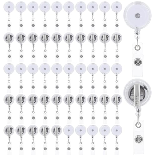 Retractable Bulk With Swivel Metal Alligator Clip, Translucent Id Card Holder Name Badge Reel Clips For Teachers Office Workers Hanging Name Tags, Id Card And Keychains