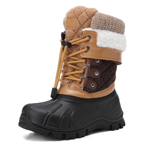 EQW Kids Waterproof Snow Boots for Girls & Boys Winter Insulated Warm Fur Lined Non-Slip Ankle Shoes