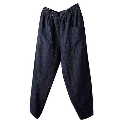 jieGorge Pantalones de hombre, Verano de los Hombres Simple Y Moda de Algodón Puro Y Lino Pantalones, Ropa Zapatos & Accesorios (Azul M)