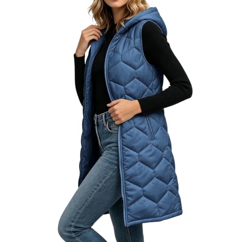 Lainyong Womens Long Vest with Pockets Winter Lightweight Quilted Jackets - image 7