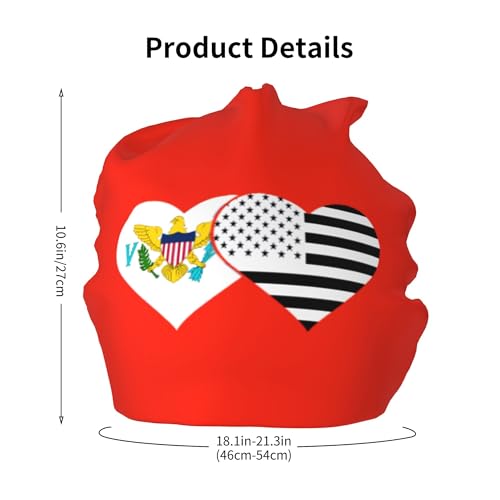 Virgin Islands Flag and American Flag Children Hip Hop Knitted Hat Kids Elastic Leisure Knit Cap Warm Sleep Beanies Black2