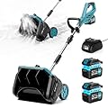 9000mAh Cordless Snow Shovel, 17" Brushless Electric Snow Blower Battery Powered 4.5AH with Handle & Wheels, 25FT Snow Throw Distance/Adjustable Plate, Snow Removal for Driveway,Steps, Patio, Sidewalk