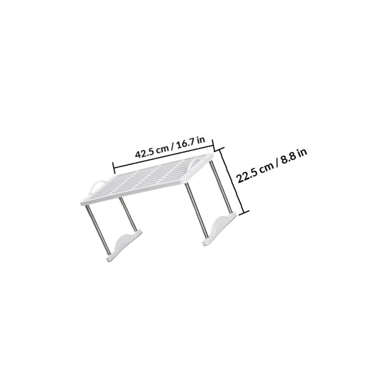 Housoutil Scaffale Portaoggetti in Metallo 2 Pezzi Supporto di Stoccaggio Multiuso Bianco 42X22X22 CM per Cucina e Bagno Mensola da Pavimento Resistente per Condimenti e Utensili