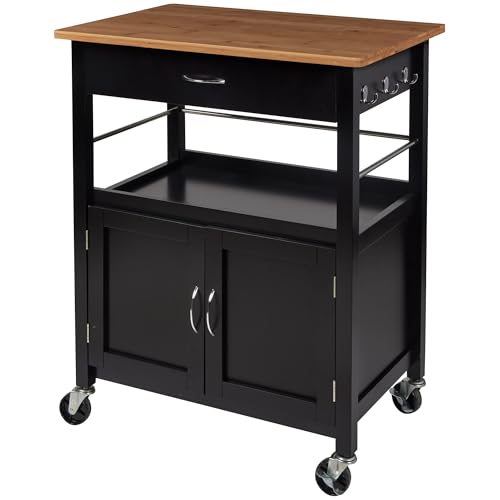 eHemco Kitchen Island Cart with Storage & Bamboo Top