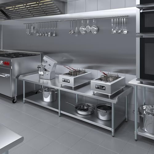 Image of AmGood Stainless Steel Equipment Stand - Heavy Duty, Commercial Grade, with Undershelf, NSF Certified (30 inch Width x 96 inch Length)