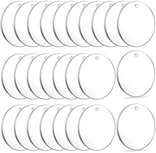 Acrylic Keychain Blanks, Audab 50pcs Clear Keychains for Vinyl, Acrylic Transparent Circle Discs Acrylic Blanks Keychain Bulk for DIY Keychain, Crafting and Vinyl Projects