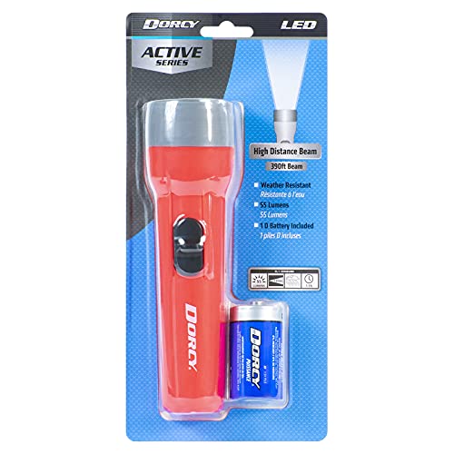 Dorcy Basic 1D Led Long Run Time Flashlight, Assorted Colors, 41-2460 , Red #TOP5