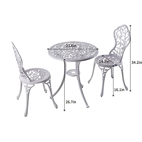 Kai Li BAI-4 Patio Bistro Sets 3 Piece Cast Aluminum Patio Furniture Outdoor Garden Metal Rust Proof Tables And Chairs White Bisrto Set thumb #1