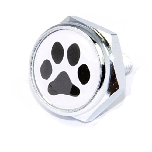 Cutequeen paw Print Slivery License Plate Frame Bolts Screws Metal(Pack of 4)