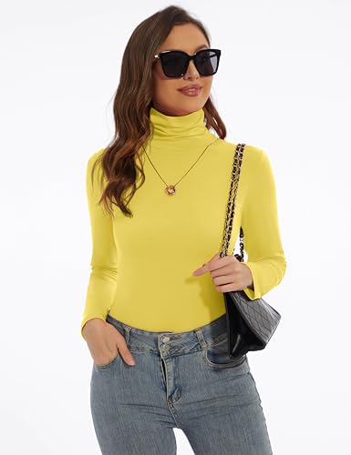 Image of Women's Turtleneck Long Sleeve Shirts Slim Fitted Lightweight Base Layer Casual Tops