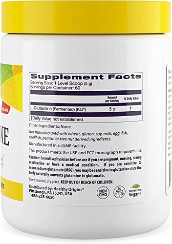 Healthy Origins L-Glutamine Powder, 300 G - Amino Acid & Muscle Strength Support - American-Made L-Glutamine Powder - Immune Support Supplement - Vegan, Non-Gmo & Gluten-Free Supplement - 10.6 Oz #TOP1