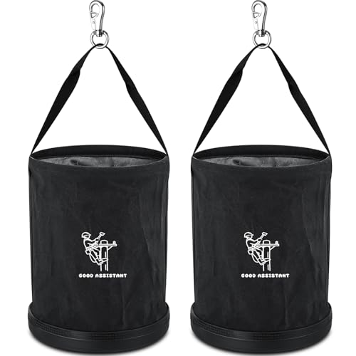 SilTriangle 15 x 12 Canvas Tool Bucket Bag Heavy Duty 150 Lbs Load Capacity Truck Tool Organizer with Plastic Bottom Metal Hook for Linemen Electricians & Construction Workers