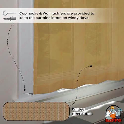 Image of HIPPO 180 GSM HDPE Outdoor Loop Curtain for Balcony & Patio Sun Blocking, UV Protection & Light-Filtering Curtains(Sand-Dune- 4.5FTX8FT) Pack of 1