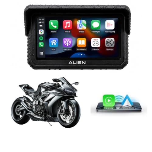 Image of Alien 6 inch Bike Navigation Screen with GPS | Waterproof IPX7 Smart Display for Motorcycles | Bluetooth Connectivity | Turn-by-Turn Navigation | Anti-Glare Screen