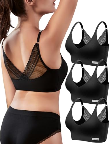 Image of Livona Wireless Bras for Women - Comfort Bralettes with Support Adjustable Seamless Sports Bras Lace Cami Crop S-XXL