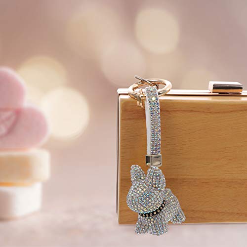 Valiclud Bulldog Keychain Diamond Car Circle Key Rings Pendant Rhinestone Crystal Purse Animal Pet Charm Handbag Backpack #TOP3