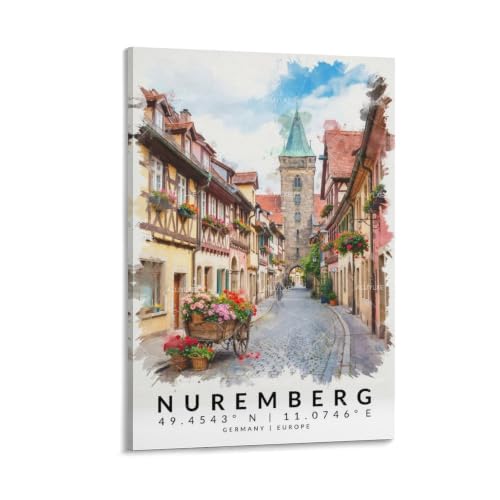Poster de voyage Nuremberg aquarelle 50x75 cm impression paysage urbain