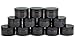 Vivaplex, 12, Amber, 15 ml, Round Glass Jars, with Inner Liners and black Lids
