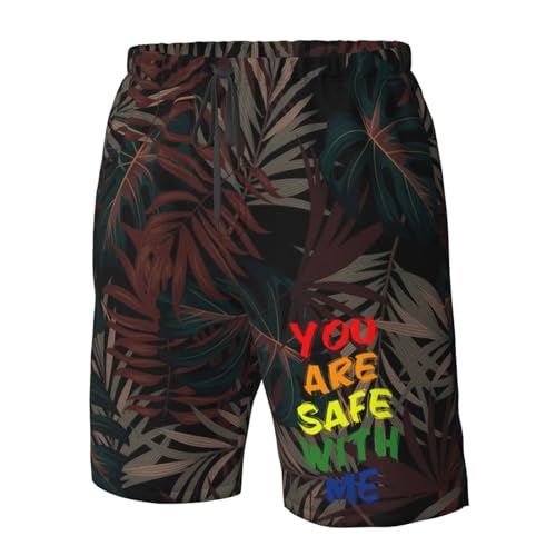 You are Safe with ME Men's Swim Trunks Quick Dry Beach Board Shorts Swimwear Bathing Suits for Holiday Party,4