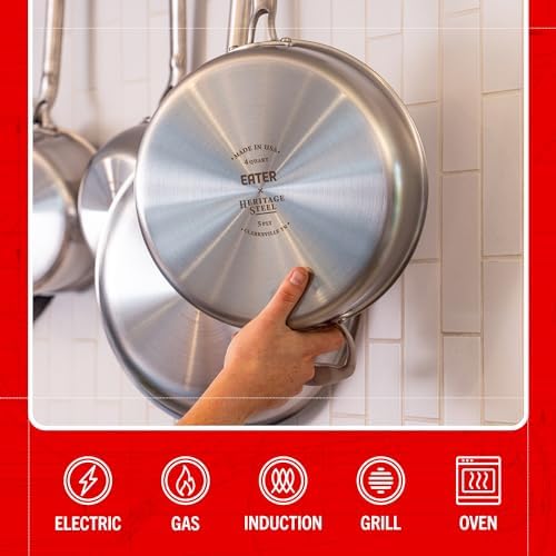 Heritage Steel x Eater 4 Quart Sauté Pan | Made in USA | 5-Ply Fully Clad Stainless Steel Saute Pan | Stay Cool Handle | Non Toxic Induction Pan - Thumbnail 2