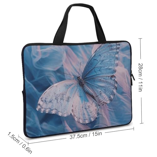 Bolso bandolera para laptop con diseño mariposa azul miniatura 3